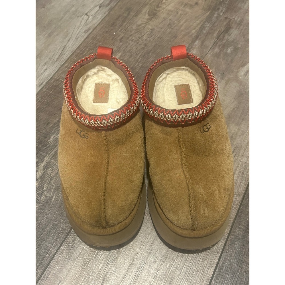 UGG Tazz Platform Slipper Chestnut Suede Tasman Braid 1122553 Women 7